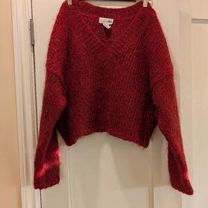 J&A Cropped Mohair Blend Sweater,L